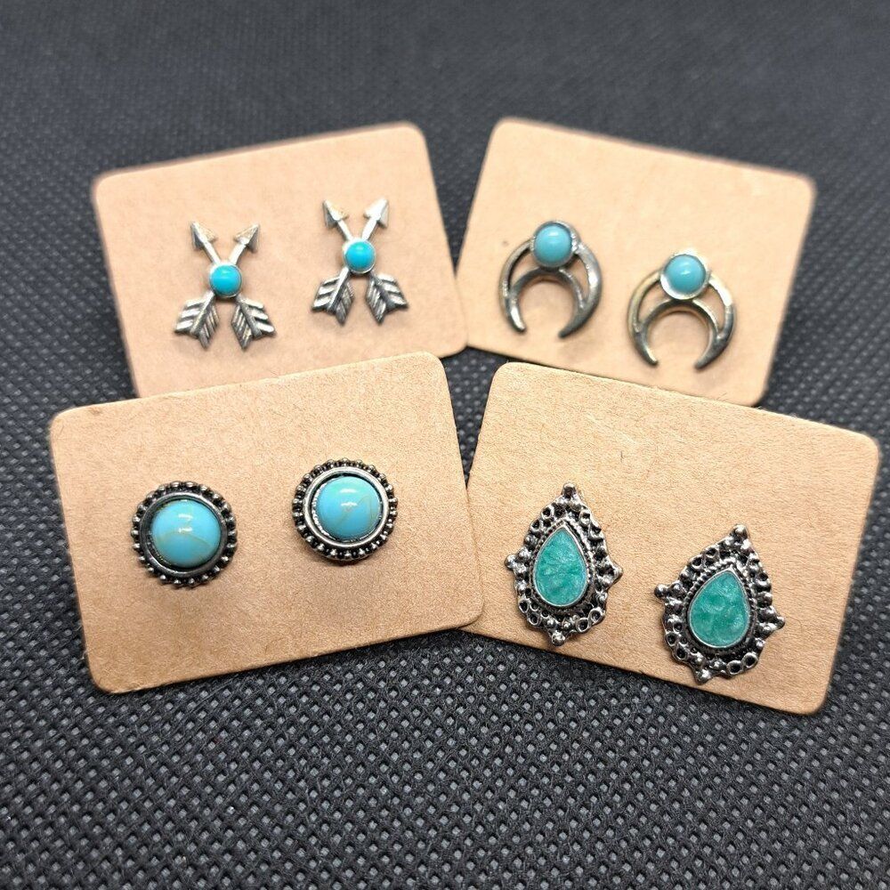 4 Pairs of Stud Earrings- Western Boho Designs